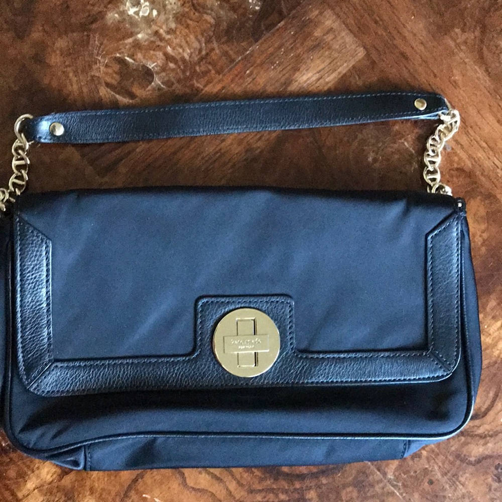 kate spade ♠️ black nylon and leather clutch